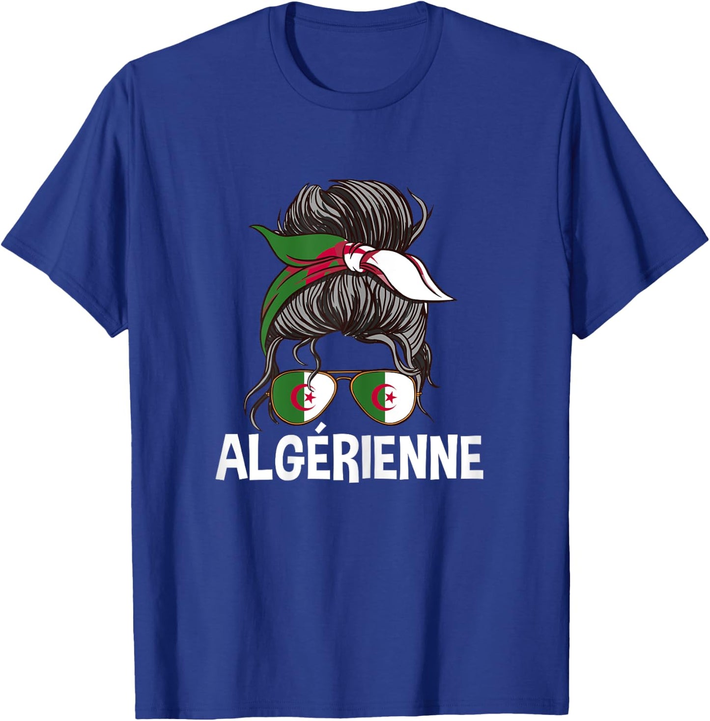 Algerienne Proud Algeria Girl Messy Hair Flag Algeria Woman , Black, Female X-Small T-Shirt - T-Shirt | Royal