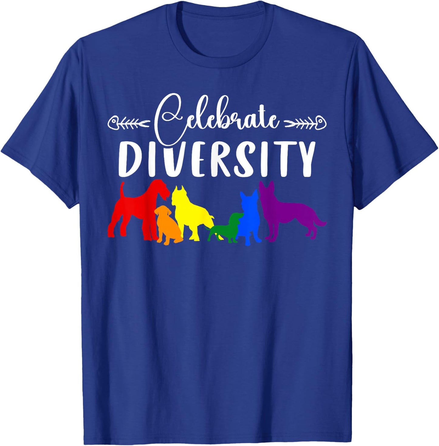 Celebrate Diversity Rainbow Dogs LGBTQ+ Pride T-Shirt - T-Shirt | Royal