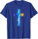 Silhouette Religious Faith Watercolor Cross Christian , Black, S T-Shirt - T-Shirt | Royal