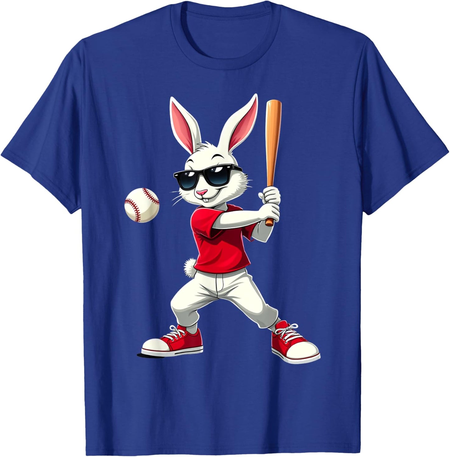 Easter Baseball Cool Bunny Playing Baseball Kids Boys Easter T-Shirt - T-Shirt | Royal