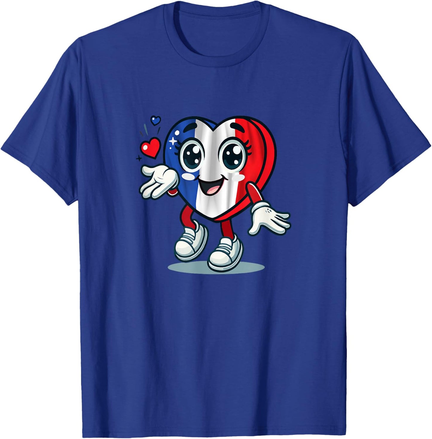 Coeur Mignon Avec Drapeau Français / Love France Cartoon , Black, S T-Shirt - T-Shirt | Royal