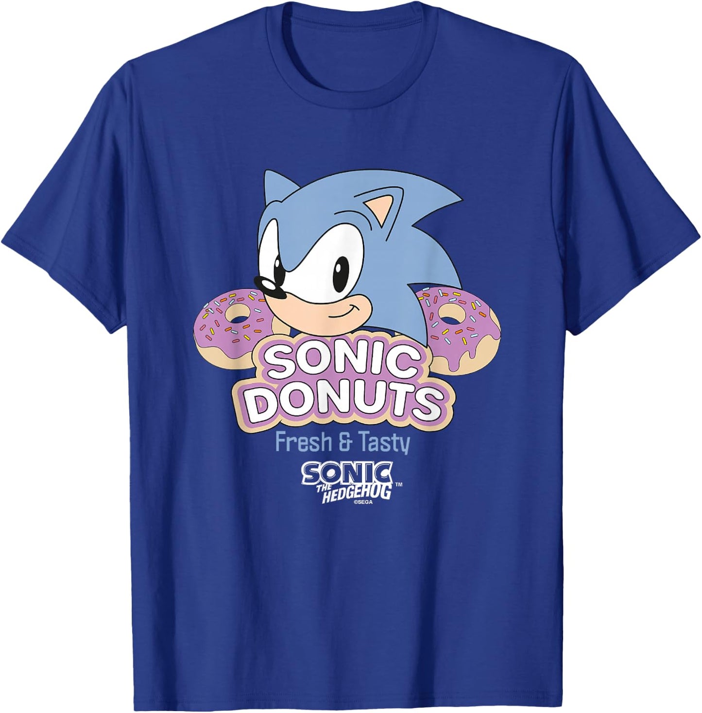 Sonic The Hedgehog Sonic Donuts Fresh & Tasty Vintage Ad T-Shirt - T-Shirt | Royal