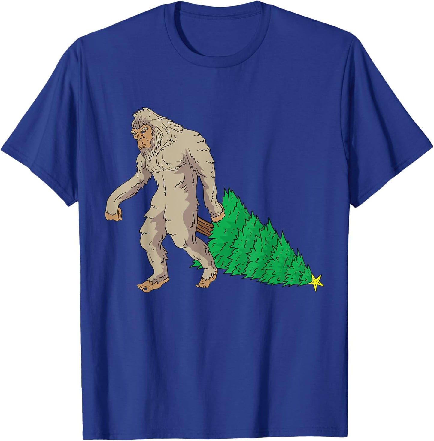 Bigfoot Santa Claus Hat Sasquatch Christmas Tree Funny Gift T-Shirt - T-Shirt | Royal