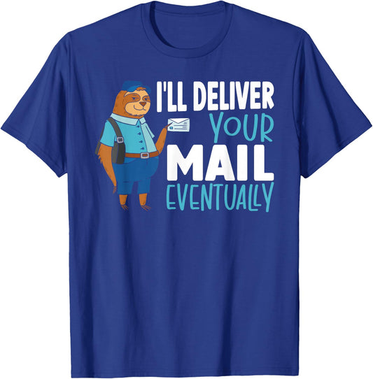 Postal Worker Post Office Clerk Mail Carrier Sloth Mailman T-Shirt - T-Shirt | Royal