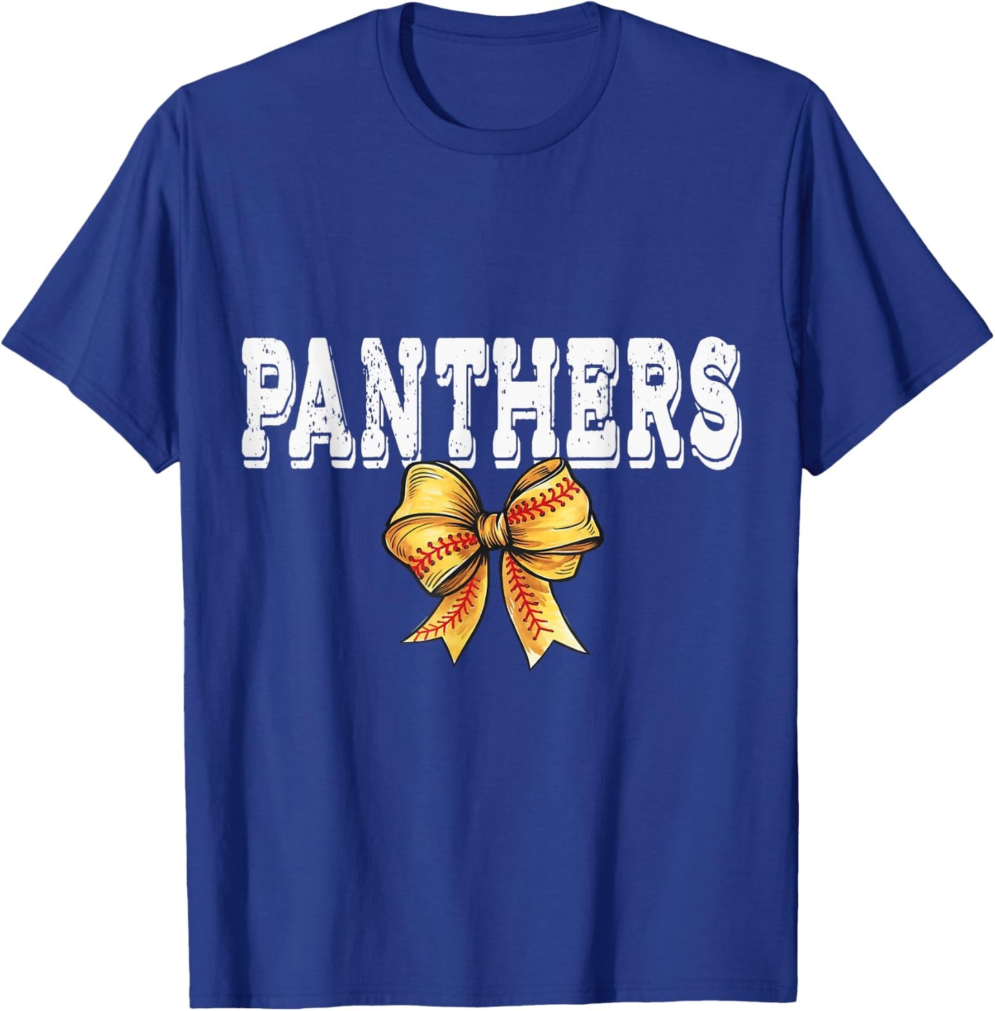 Coquette PANTHER Softball School Game Day Mascot Bow T-Shirt - T-Shirt | Royal