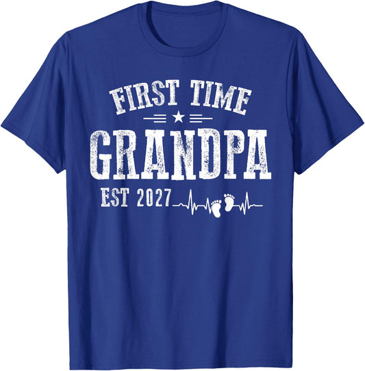 First time Grandpa 2027 for Grandfather to be T-Shirt - T-Shirt | Royal