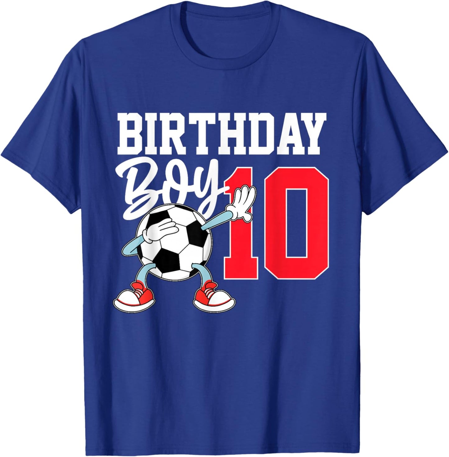 10th Birthday Shirt Boys Football Soccer Ten 10 Year Old T-Shirt - T-Shirt | Royal