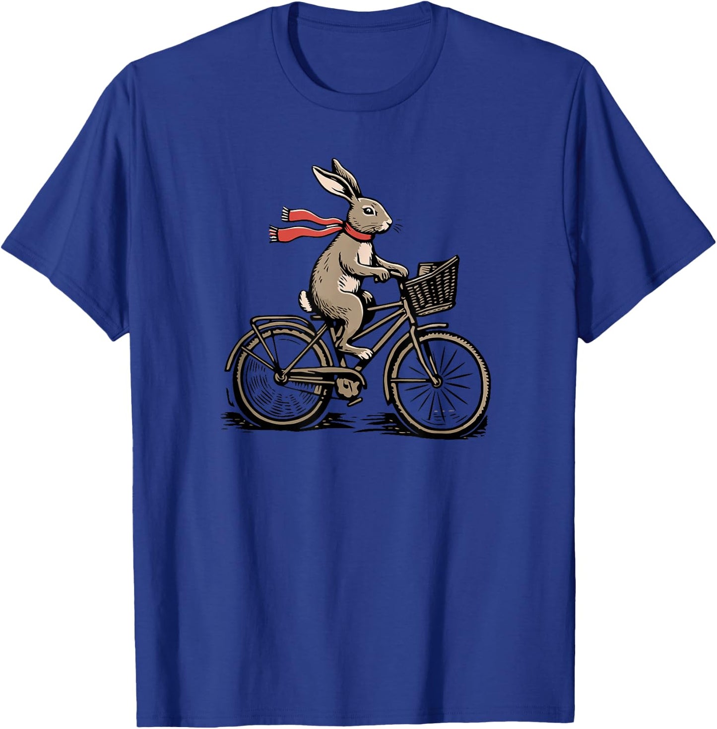 Rabbit Riding a Bicycle Retro Hare Whimsical Vintage Bunny T-Shirt - T-Shirt | Royal