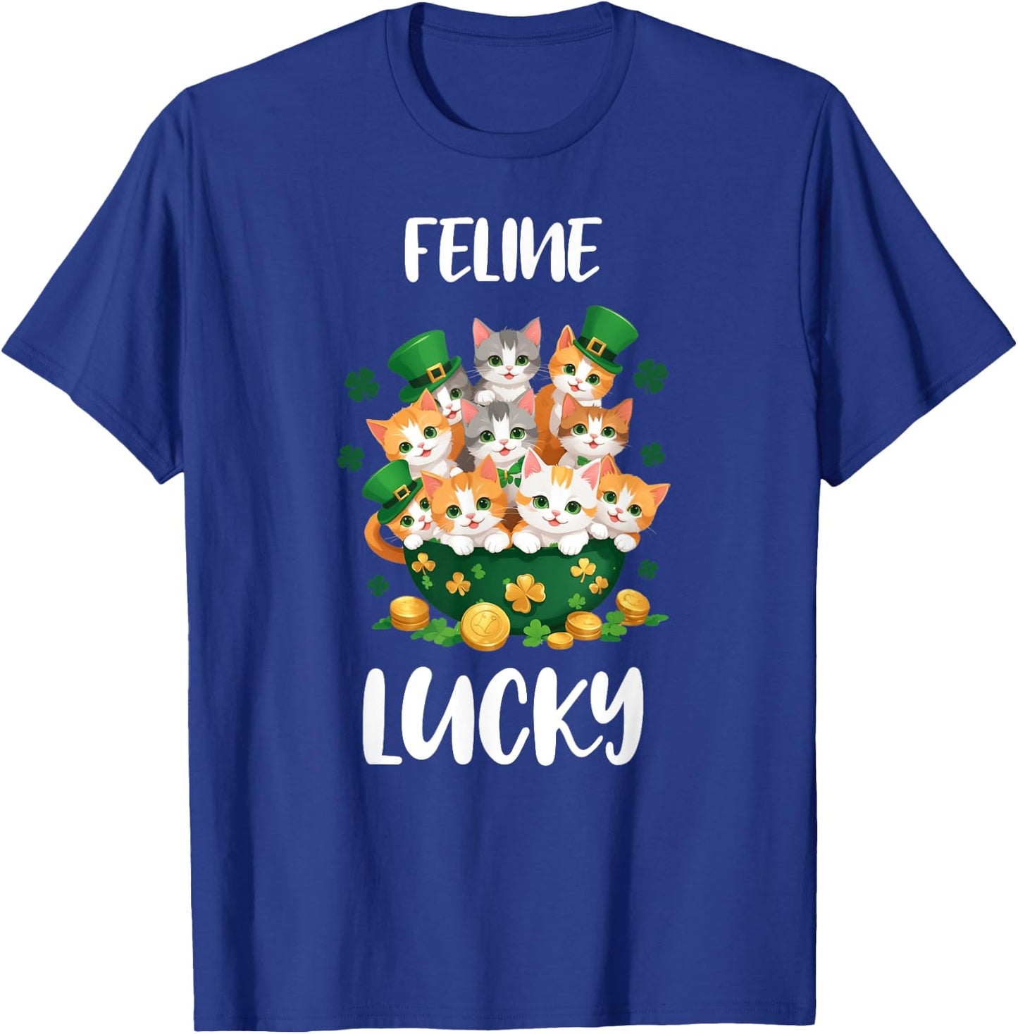 Funny St. Patrick's Day Shirt Cat Lover Feline Lucky T-Shirt - T-Shirt | Royal
