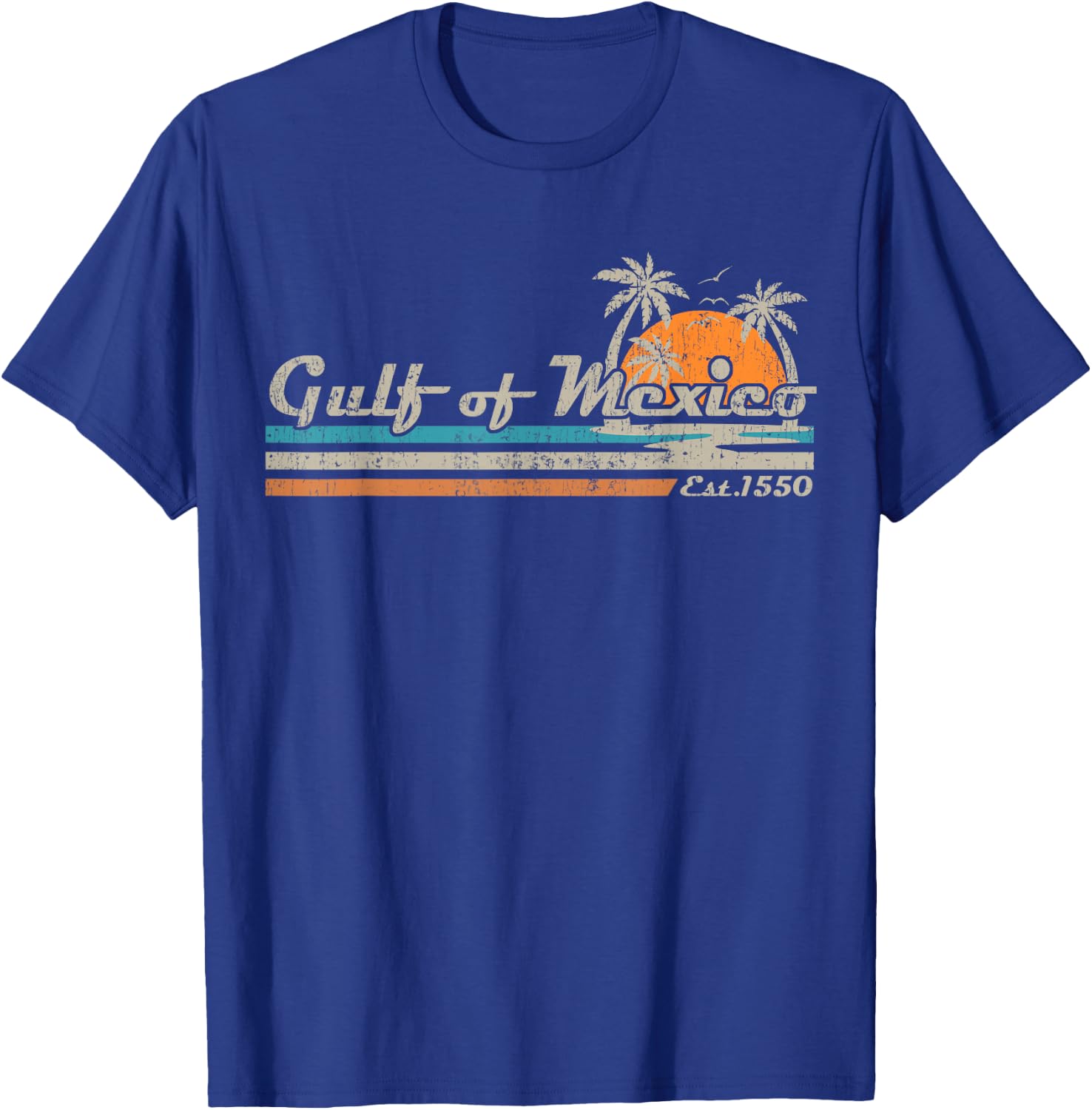 Vintage Gulf of Mexico Since 1550 Retro Vintage Beach Funny T-Shirt - T-Shirt | Royal