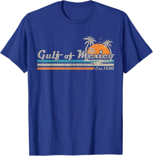 Vintage Gulf of Mexico Since 1550 Retro Vintage Beach Funny T-Shirt - T-Shirt | Royal