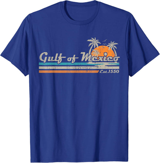 Vintage Gulf of Mexico Since 1550 Retro Vintage Beach Funny T-Shirt - T-Shirt | Royal