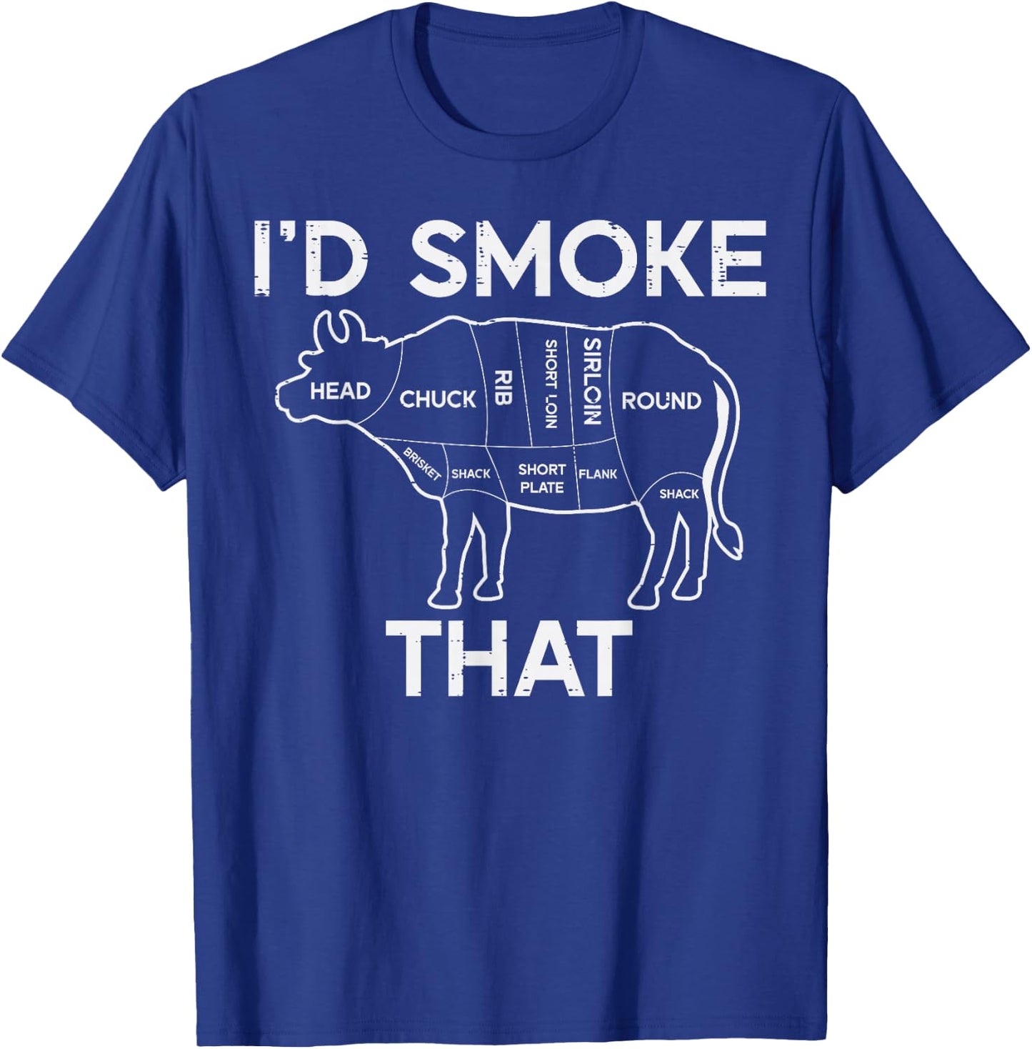 Id Grill That Cow Beef Meat Chart Bbq Barbecue Grill Butcher T-Shirt - T-Shirt | Royal