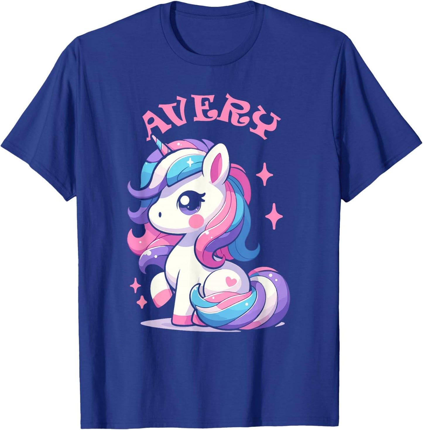 Avery Cute Unicorn Design for Girls Name Avery T-Shirt - T-Shirt | Royal