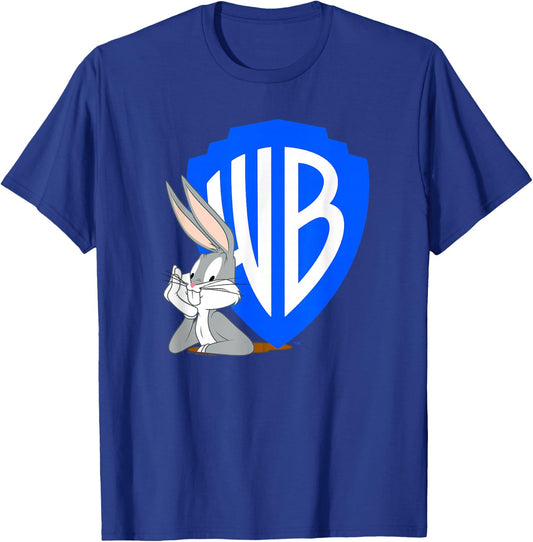 WB100 Bugs Bunny Classic Warner Brothers Cartoon Badge Logo T-Shirt - T-Shirt | Royal