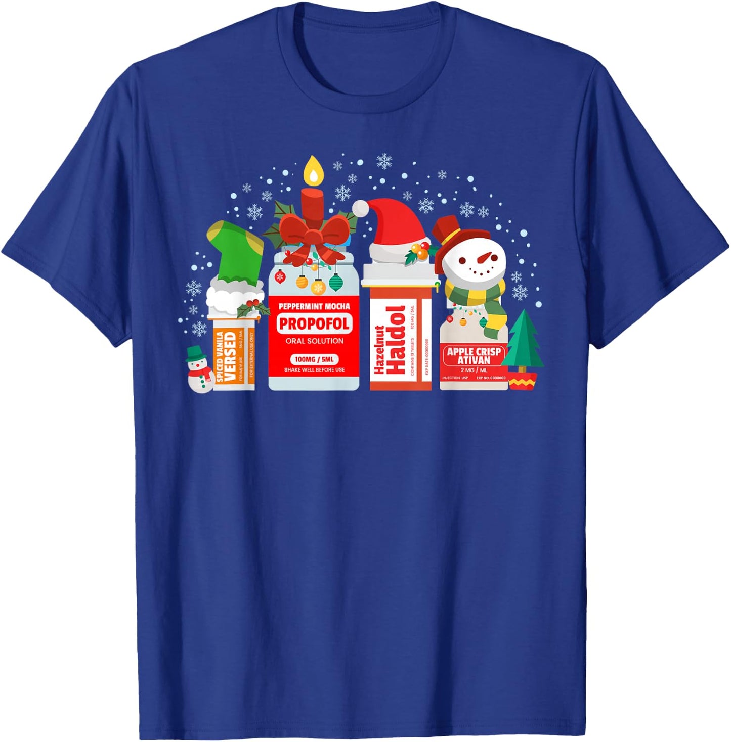 Christmas ICU Nurse Happy Nursemas Xmas Holiday Pajama RN T-Shirt - T-Shirt | Royal