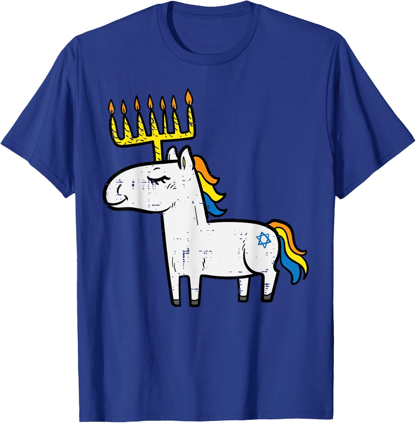 Menorah Unicorn Jewnicorn Hanukkah Pajamas Chanukah PJs Girl T-Shirt - T-Shirt | Royal