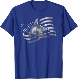 USA Flag Walleye Fishing Design Girls Kids Men T-Shirt - T-Shirt | Royal