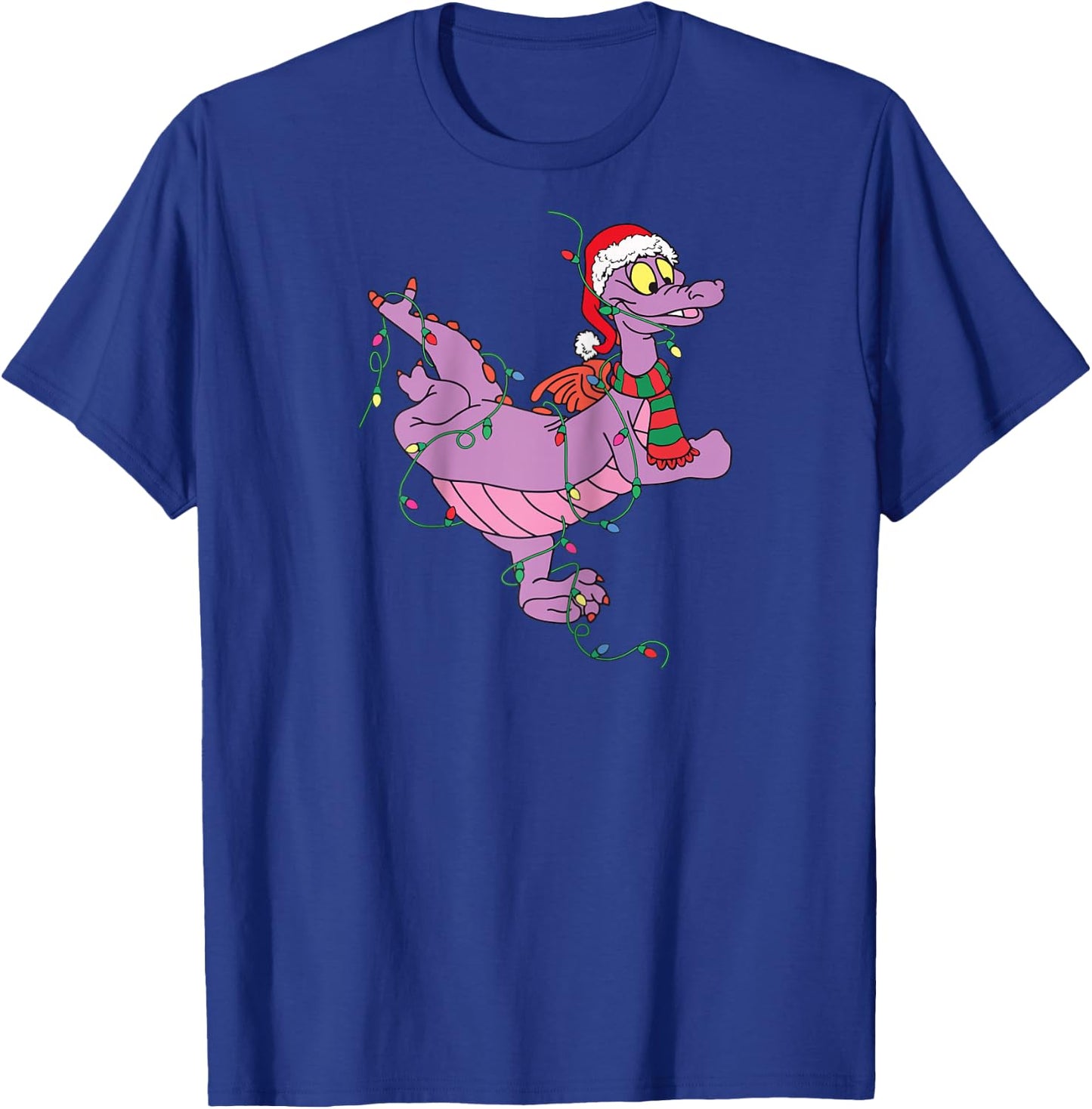 Cute Dragon Figment Lights Christmas Santa Animal Women Men Raglan Baseball T-Shirt - T-Shirt | Royal