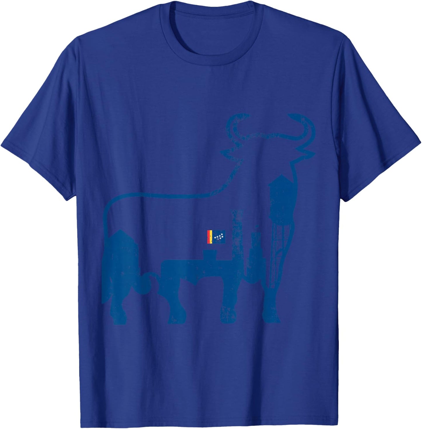 Durham NC City Skyline Standing Bull Silhouette T-Shirt - T-Shirt | Royal