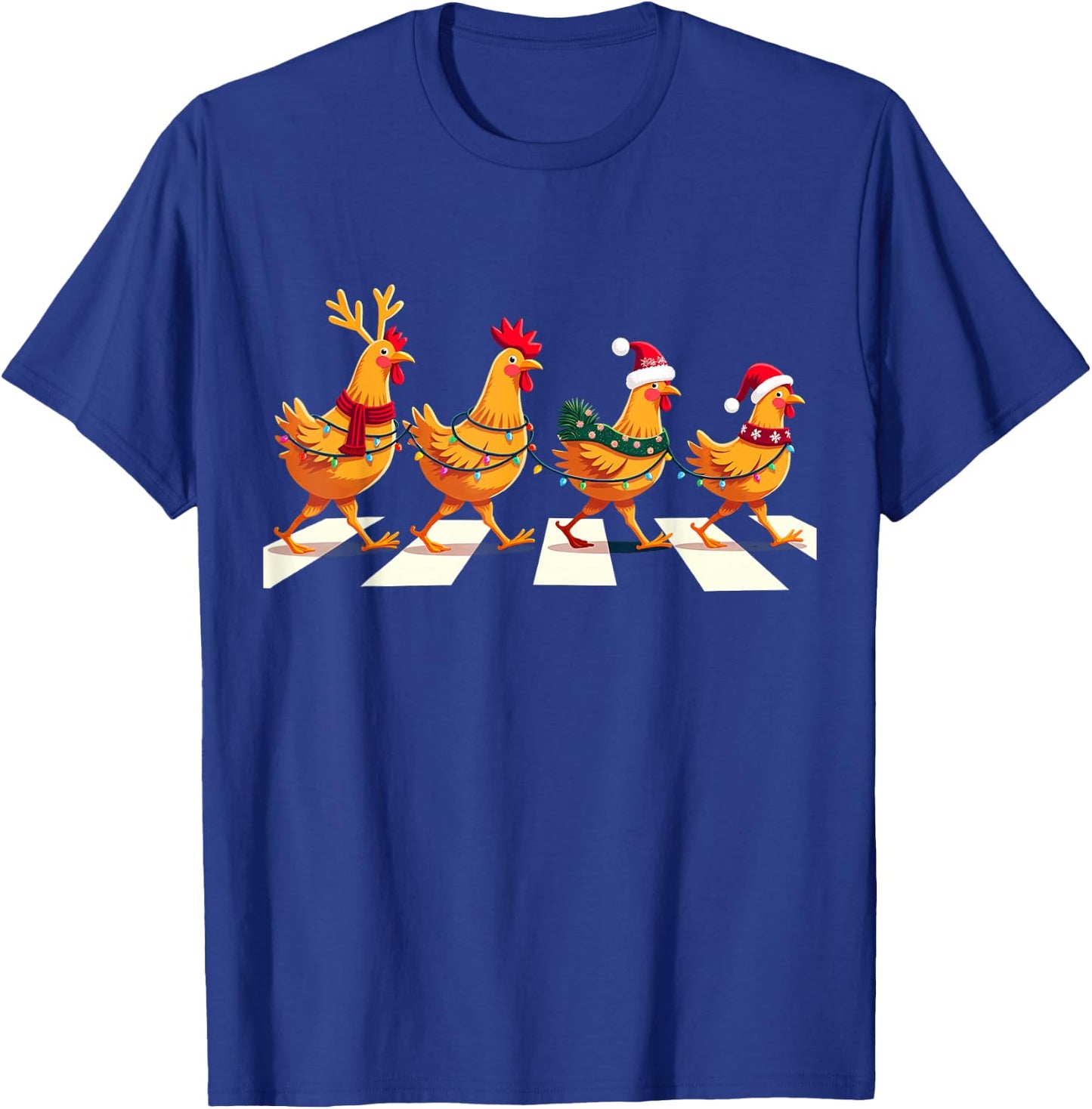 Rhode Island Red Chicken Crossing Road Xmas T-Shirt - T-Shirt | Royal