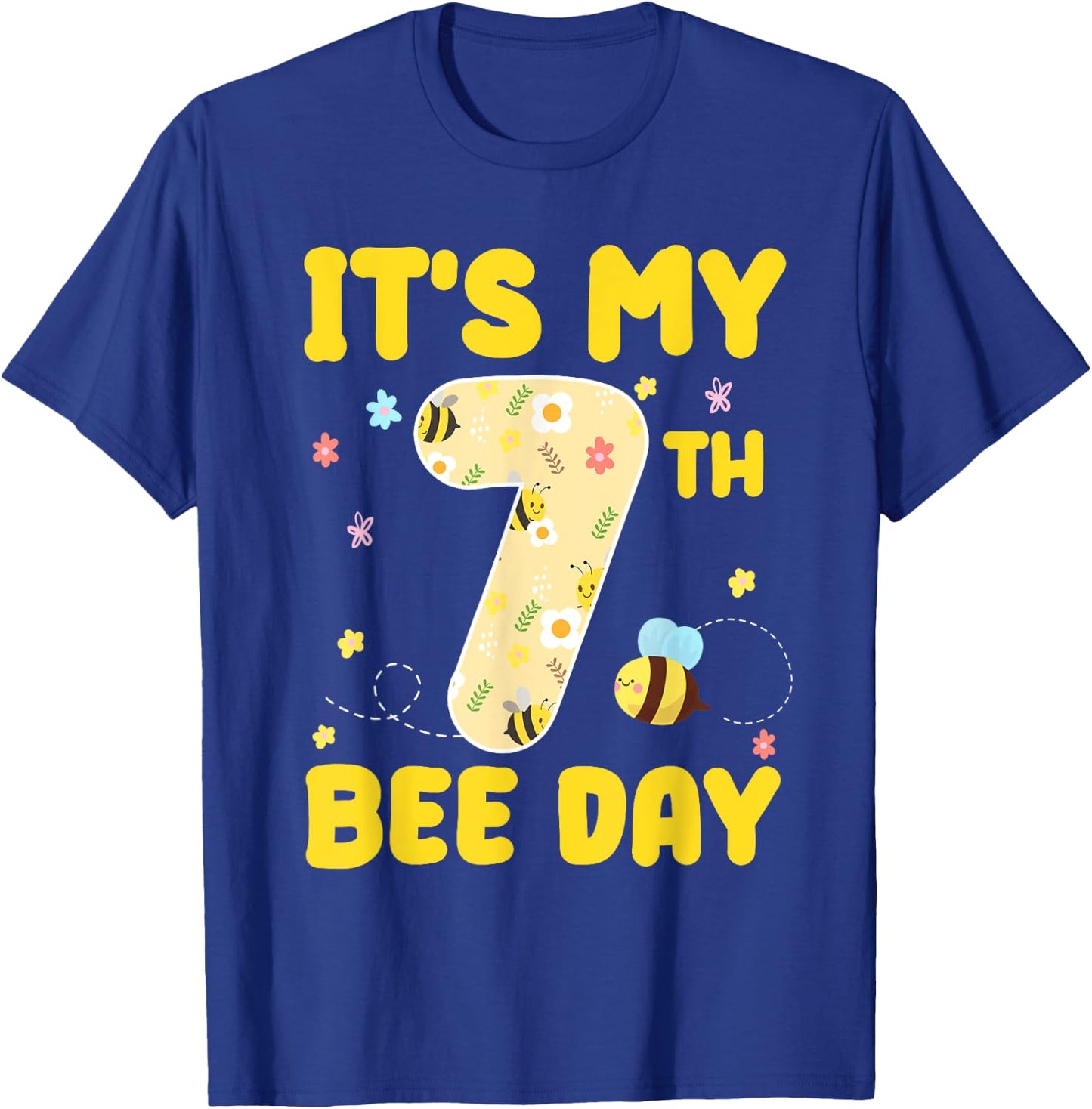 Kids It's My 7th Bee Day 7 Years Old Birthday Bee Party T-Shirt - T-Shirt | Royal