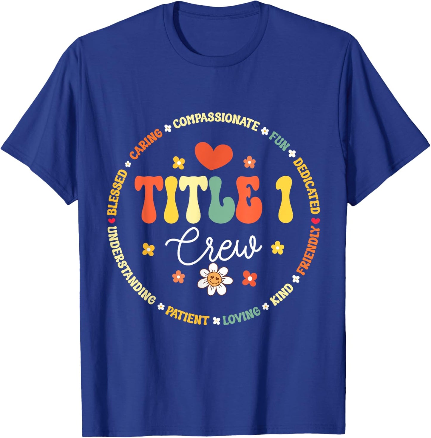 Groovy Title 1 Crew cute title 1 Reading teacher T-Shirt - T-Shirt | Royal