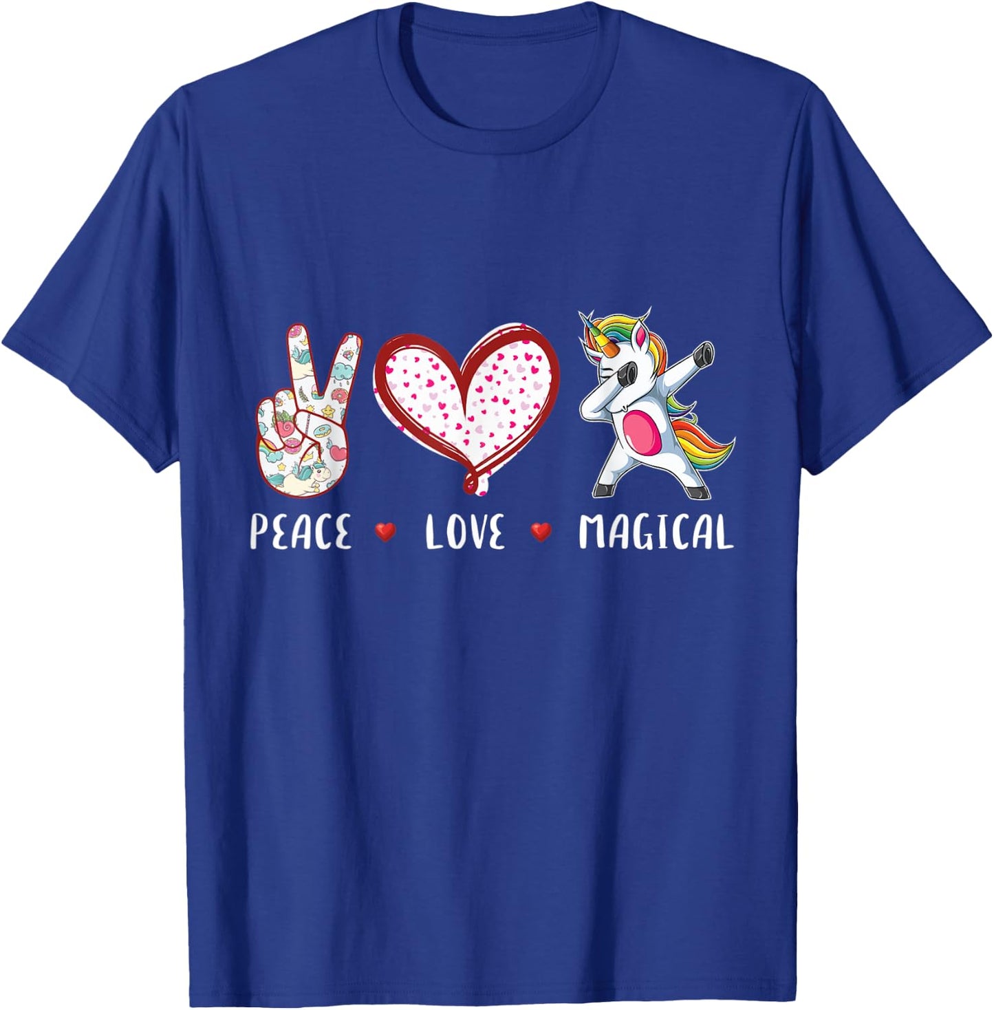 peace love magical dabbing Unicorn gifts for kids girls boys T-Shirt - T-Shirt | Royal