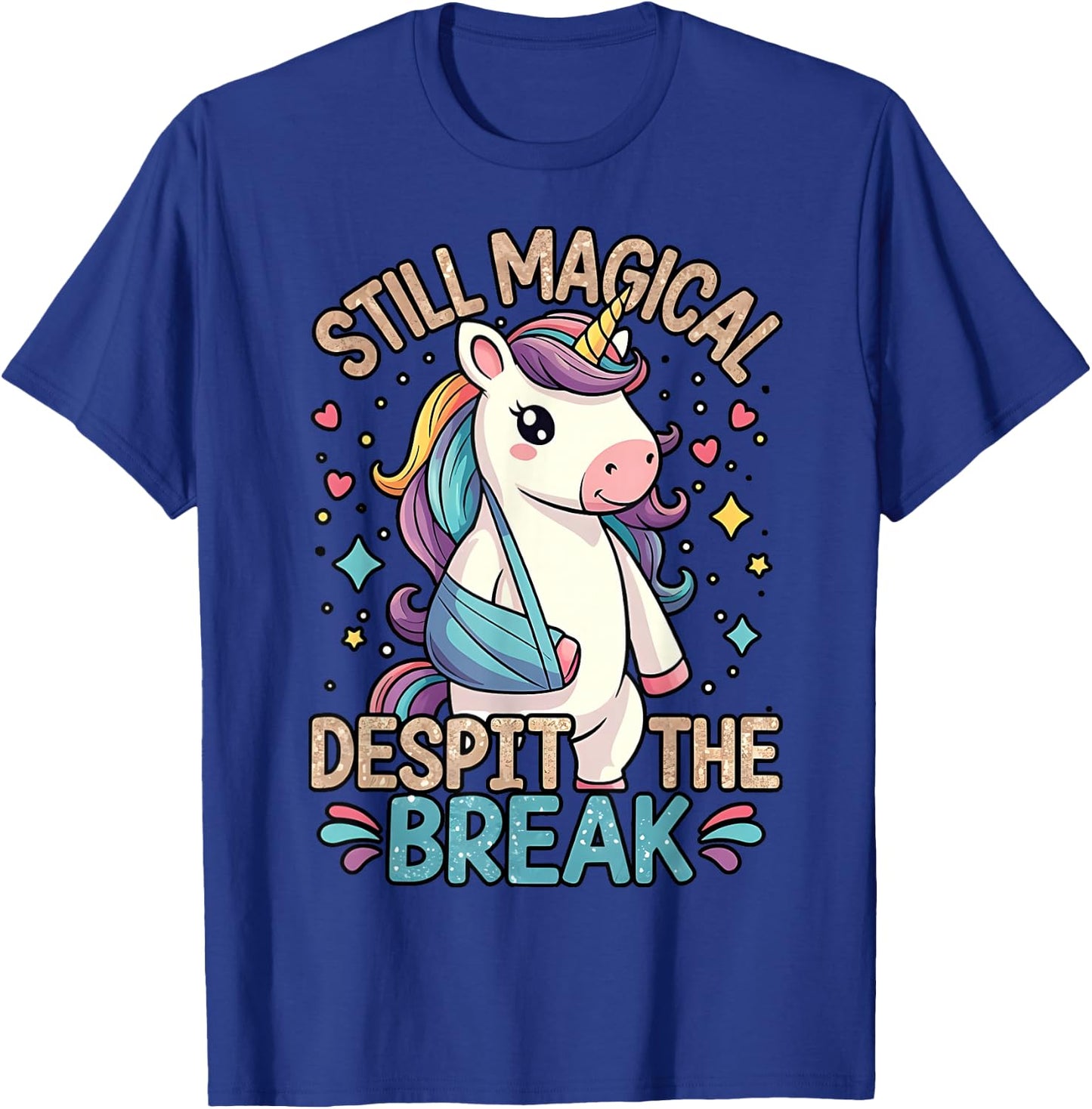 Broken Hand Recovery Broken Arm, Broken Wrist Cute Unicorn T-Shirt - T-Shirt | Royal