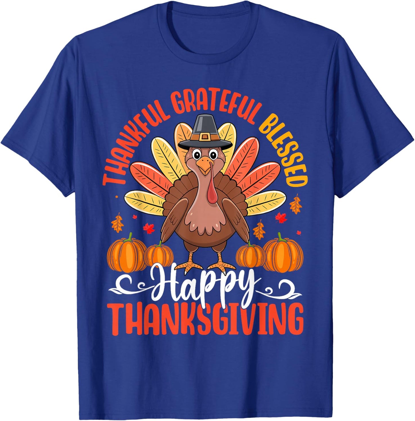 Thanksgiving Women Men Girl Funny Turkey Autumn Fall Family T-Shirt - T-Shirt | Royal