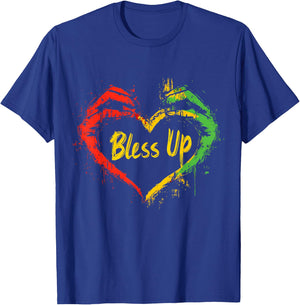 Rasta Reggae Music Jah Bless Up Hand Heart Rastafari T-Shirt - T-Shirt | Royal