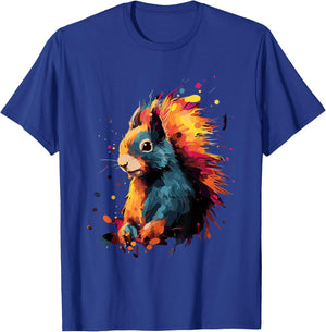 Squirrel Baumhörnchen Grauhörnchen Kleidung Eichhörnchen Colorful Damen Schwarz Cartoon Eichhörnchen Motiv Small EU S T-Shirt - T-Shirt | Royal