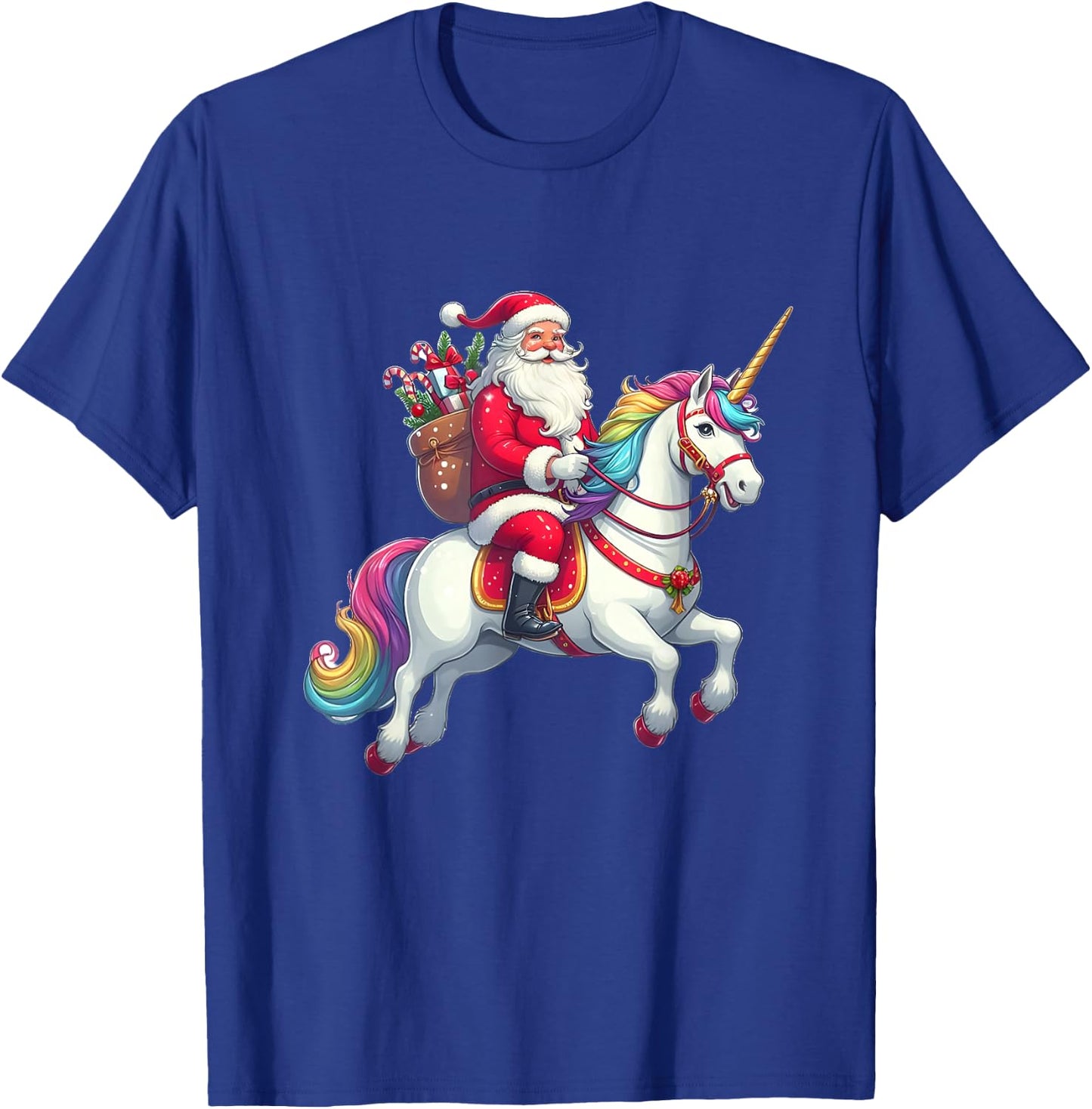 Santa Riding a Unicorn T-Shirt - T-Shirt | Royal