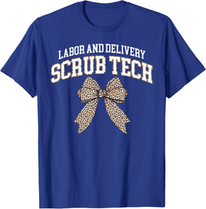 Coquette Leopard Print Labor And Delivery Scrub Tech Nurse T-Shirt - T-Shirt | Royal