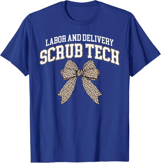 Coquette Leopard Print Labor And Delivery Scrub Tech Nurse T-Shirt - T-Shirt | Royal