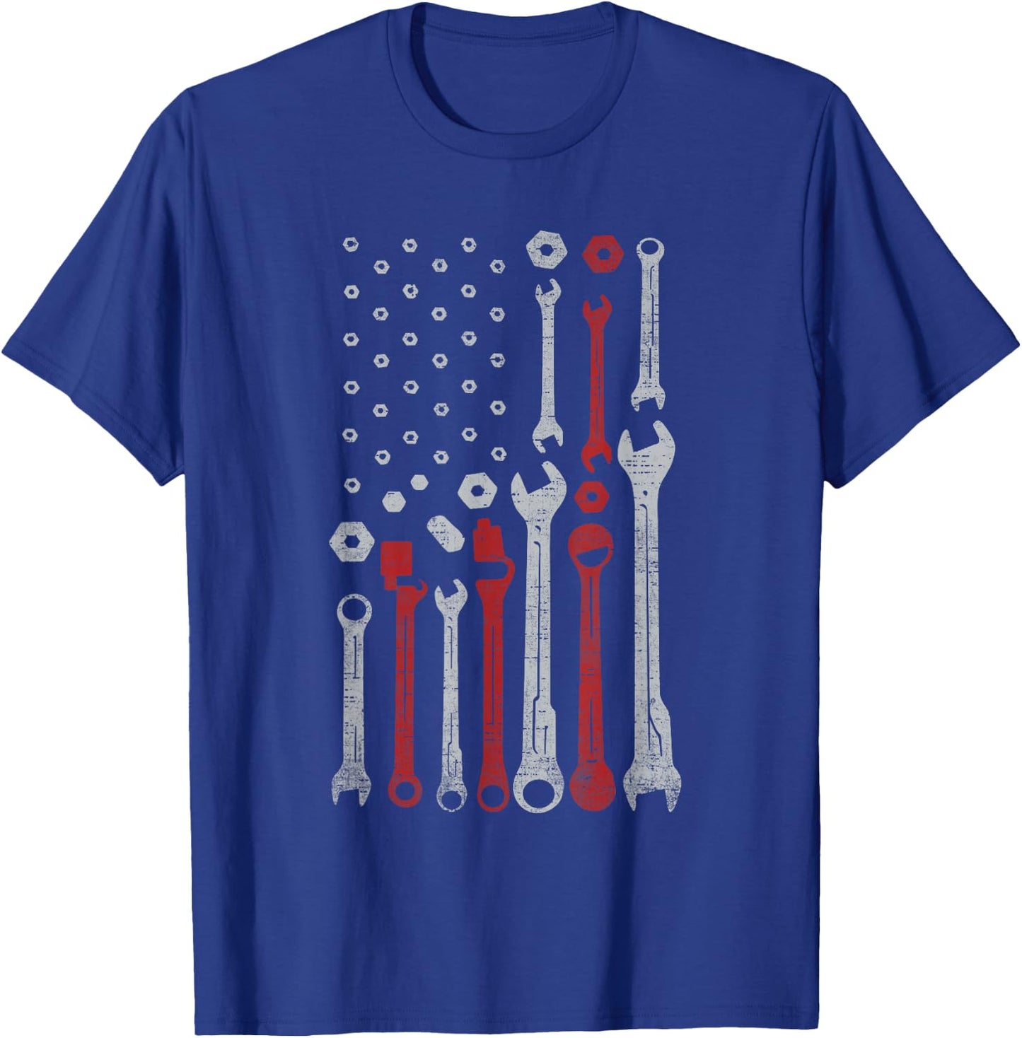 Vintage Mechanic Flag USA American Patriotic Flag Car T-Shirt - T-Shirt | Royal