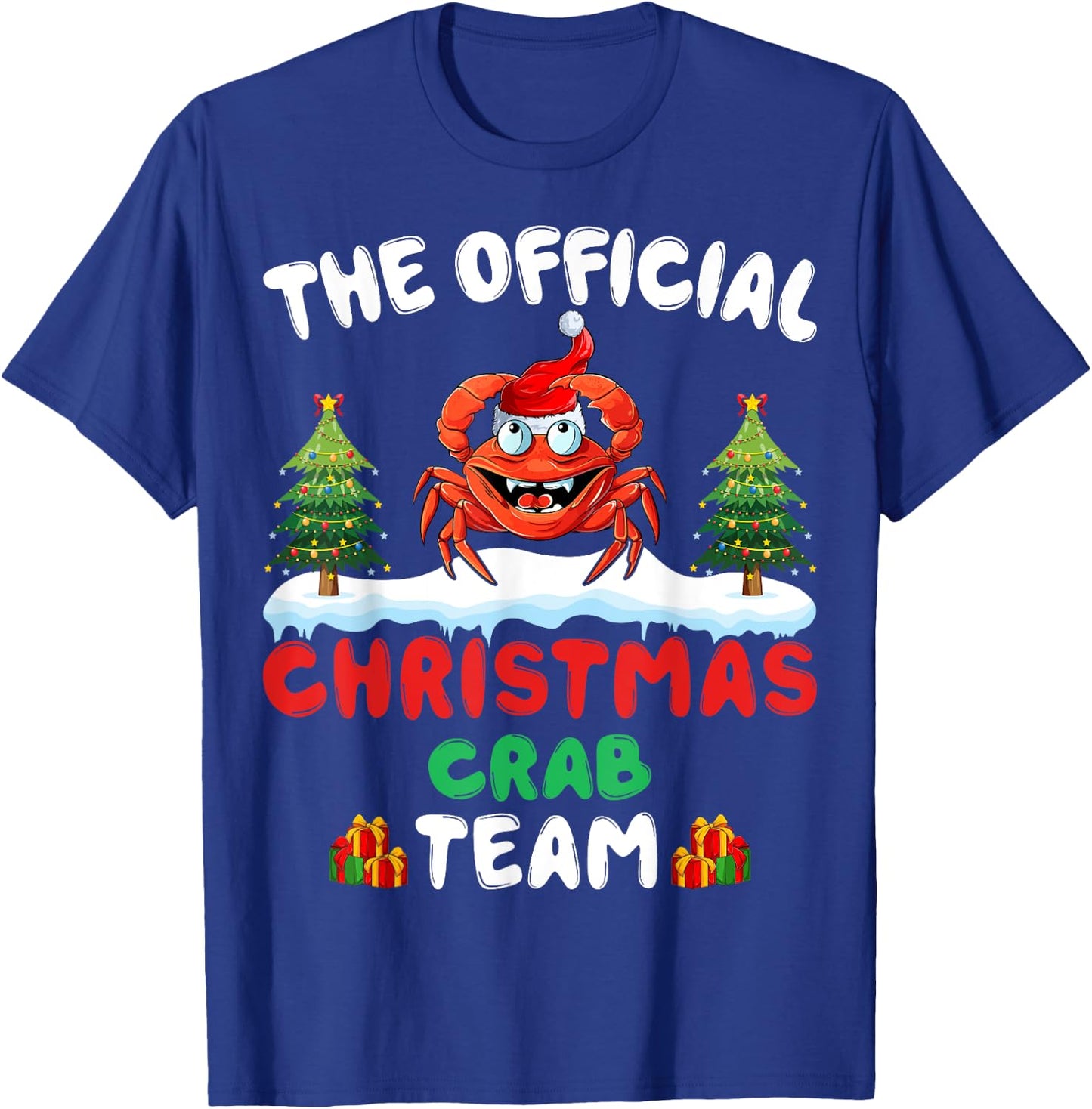 Crab Christmas Tree Santa Hat Xmas Light Christmas Crab Team T-Shirt - T-Shirt | Royal