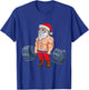 Vintage Santa Weightlifting Bodybuilder Muscle Fitness T-Shirt - T-Shirt | Royal