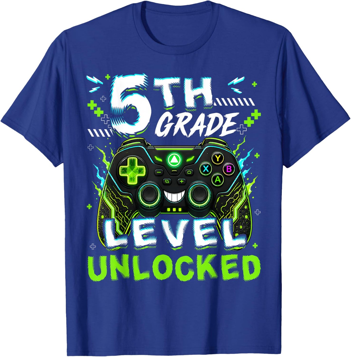 Back to School 5th Grade Level Unlocked Video Gamer Boy Kid T-Shirt - T-Shirt | Royal