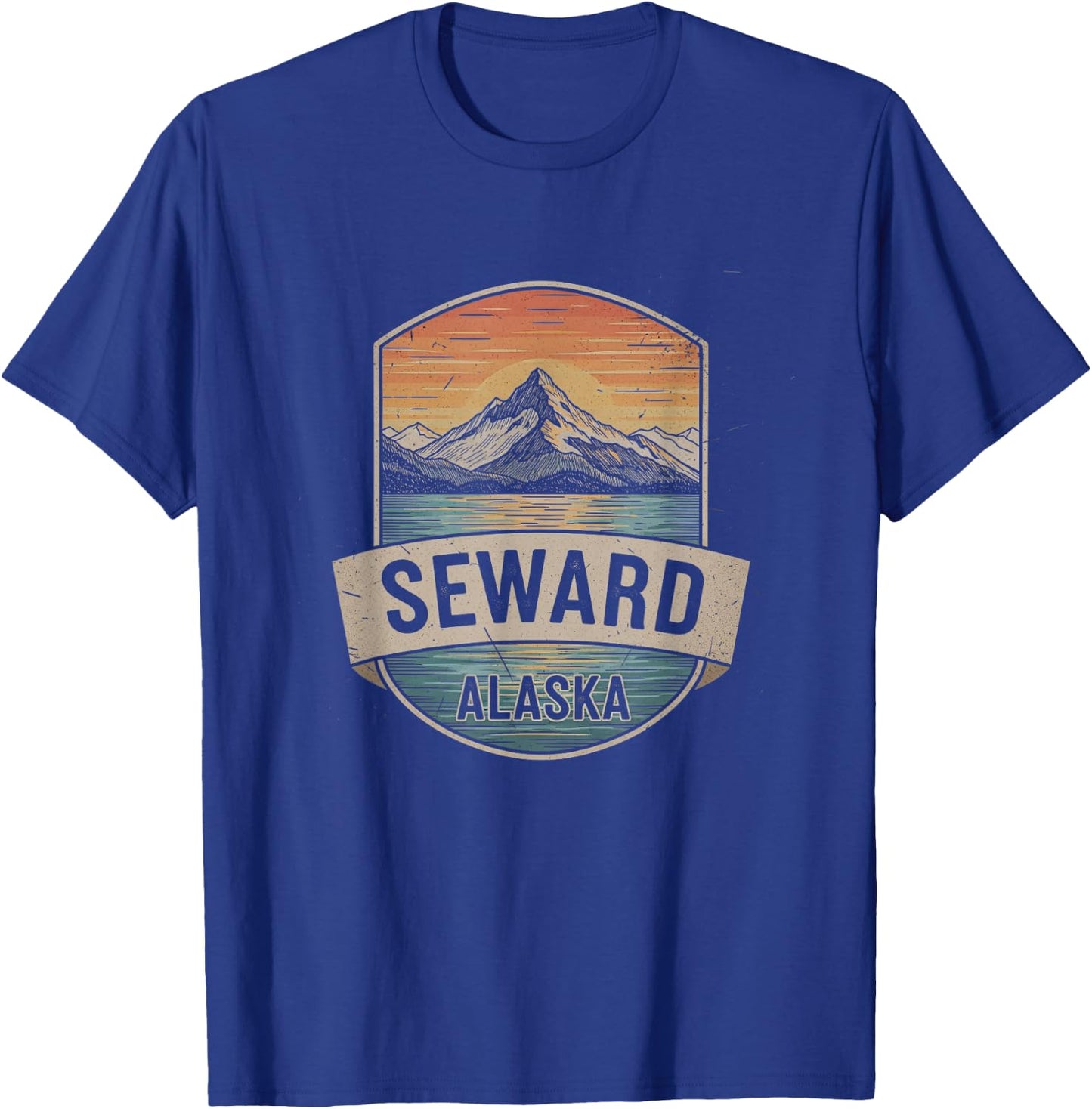 Retro Seward Alaska Drawing Art Design T-Shirt - T-Shirt | Royal