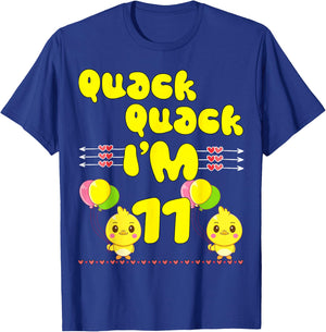 Quack Quack I'm 11 Farm Duck Theme Party 11th Year Birthday T-Shirt - T-Shirt | Royal