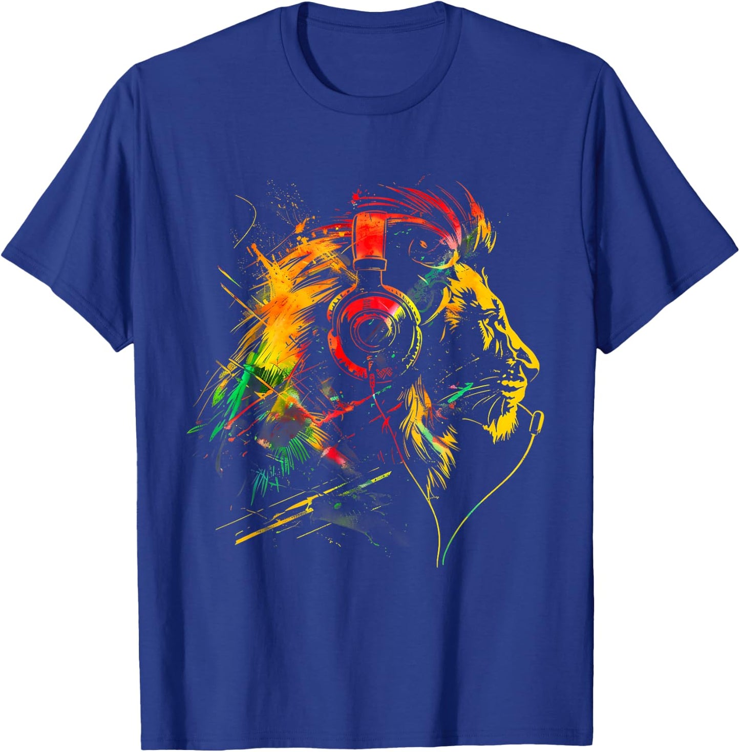 Rasta Reggae Music Headphones Jamaican Lion Of Judah T-Shirt - T-Shirt | Royal