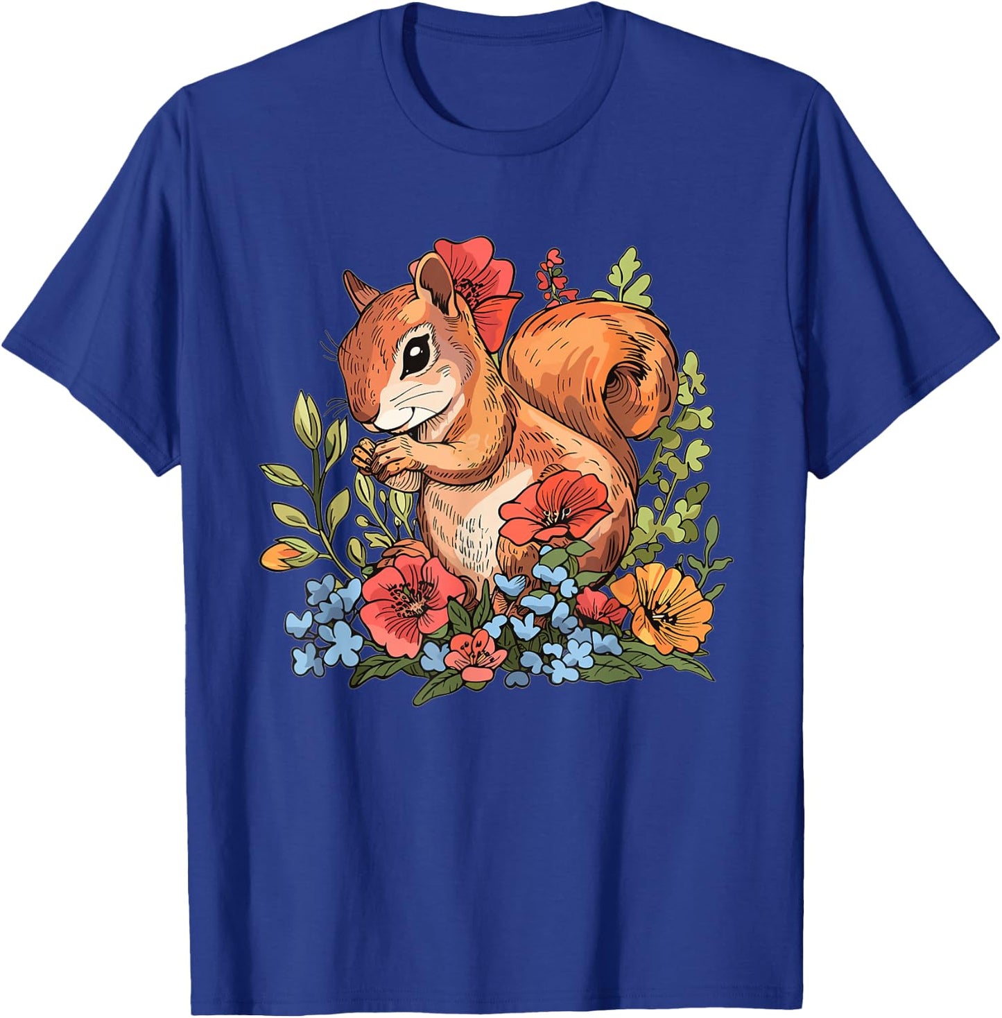 Cute Squirrel with Flowers I Kids Squirrel T-Shirt - T-Shirt | Royal