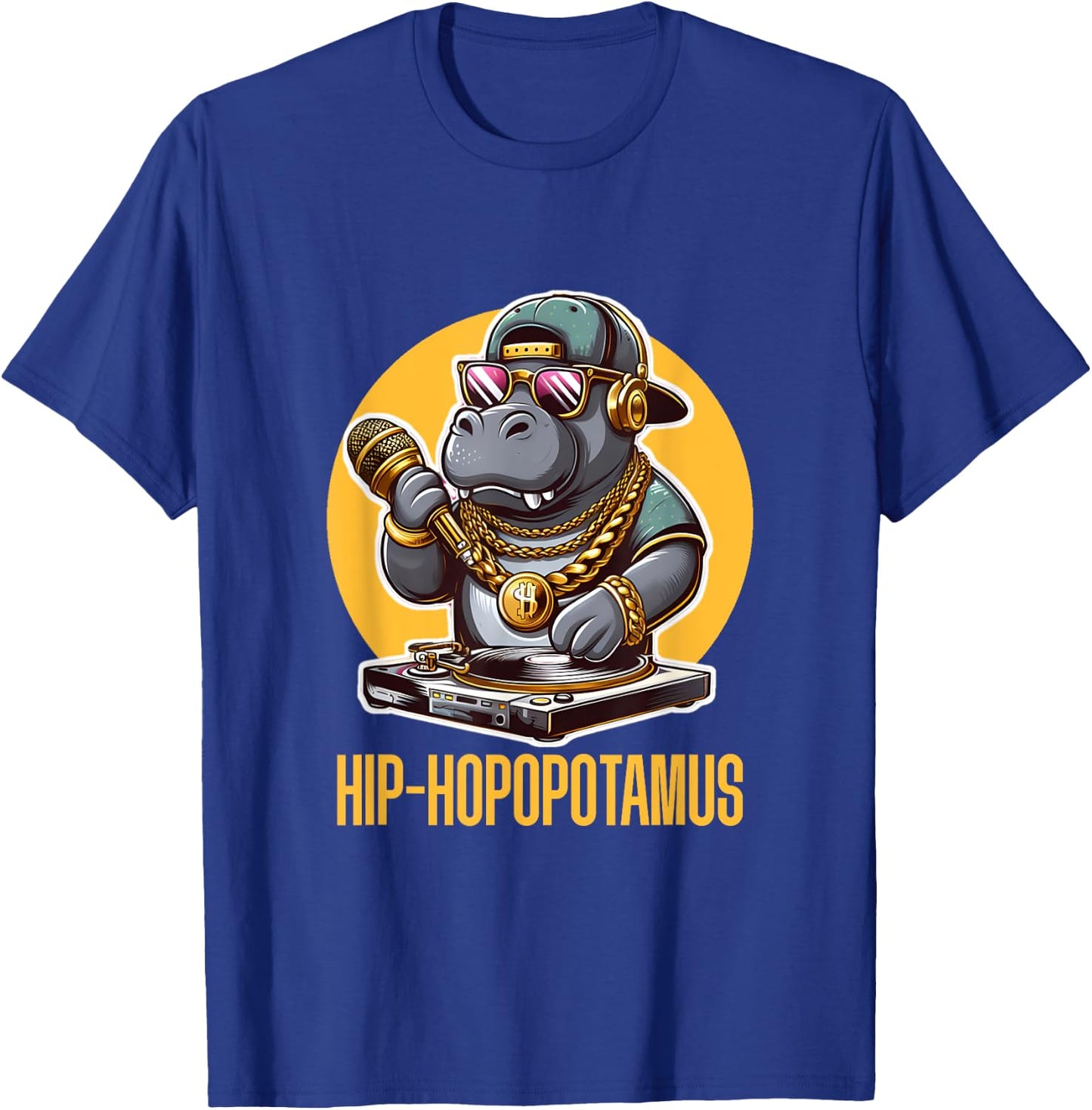 Hip Hop Hippopotamus DJ Rapper Hippo MC "Hip-Hopopotamus" T-Shirt - T-Shirt | Royal