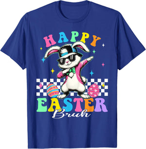 Happy Easter Bruh Dabbing Bunny with Sunglass Kid Boys Girls T-Shirt - T-Shirt | Royal