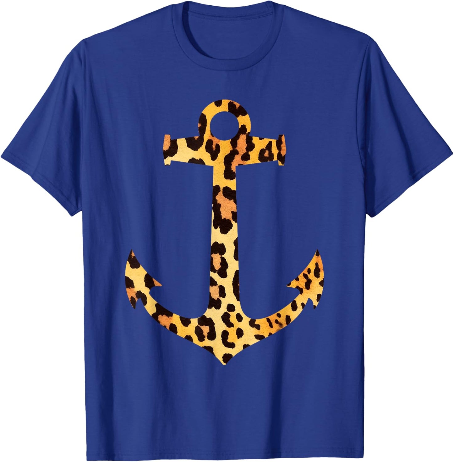 Leopard Skin Print Pattern Nautical Boating Anchor Graphic T-Shirt - T-Shirt | Royal