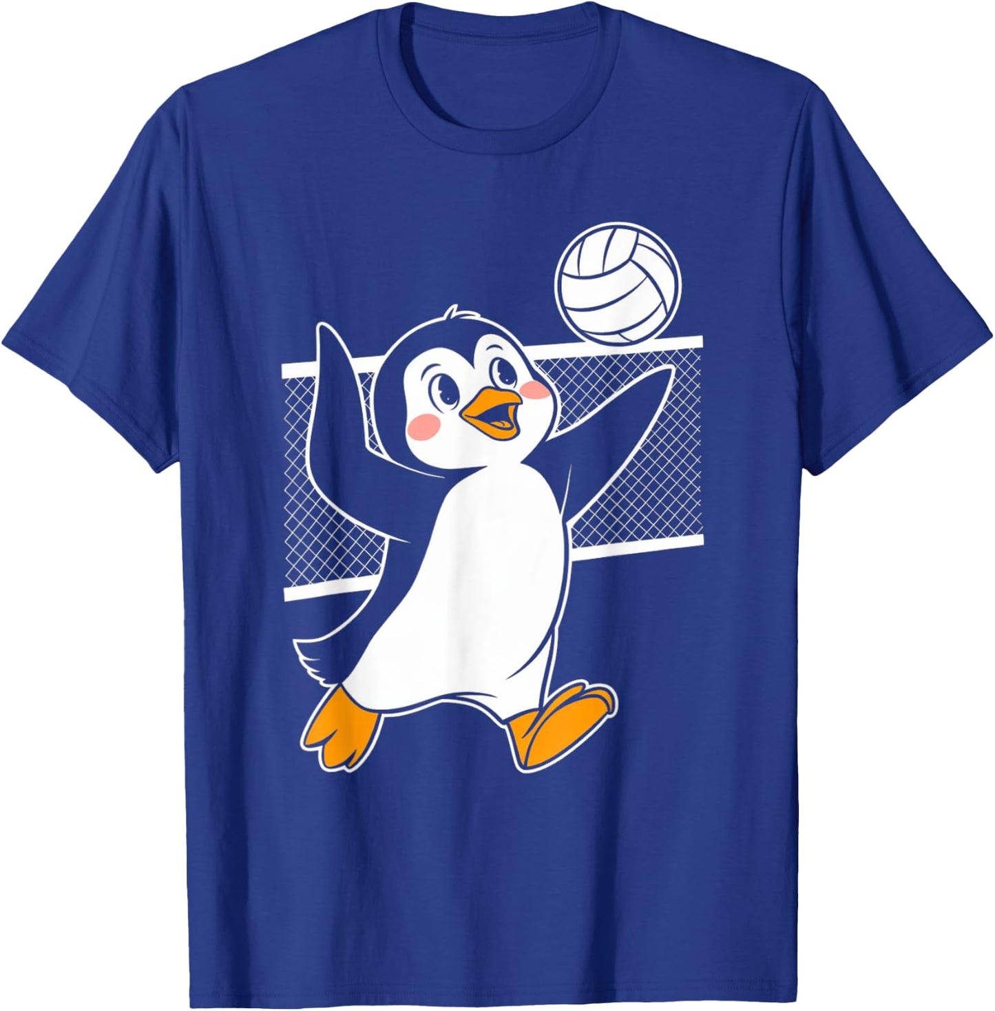 Cute Penguin Playing Volleyball Funny Penguin Beach Design T-Shirt - T-Shirt | Royal