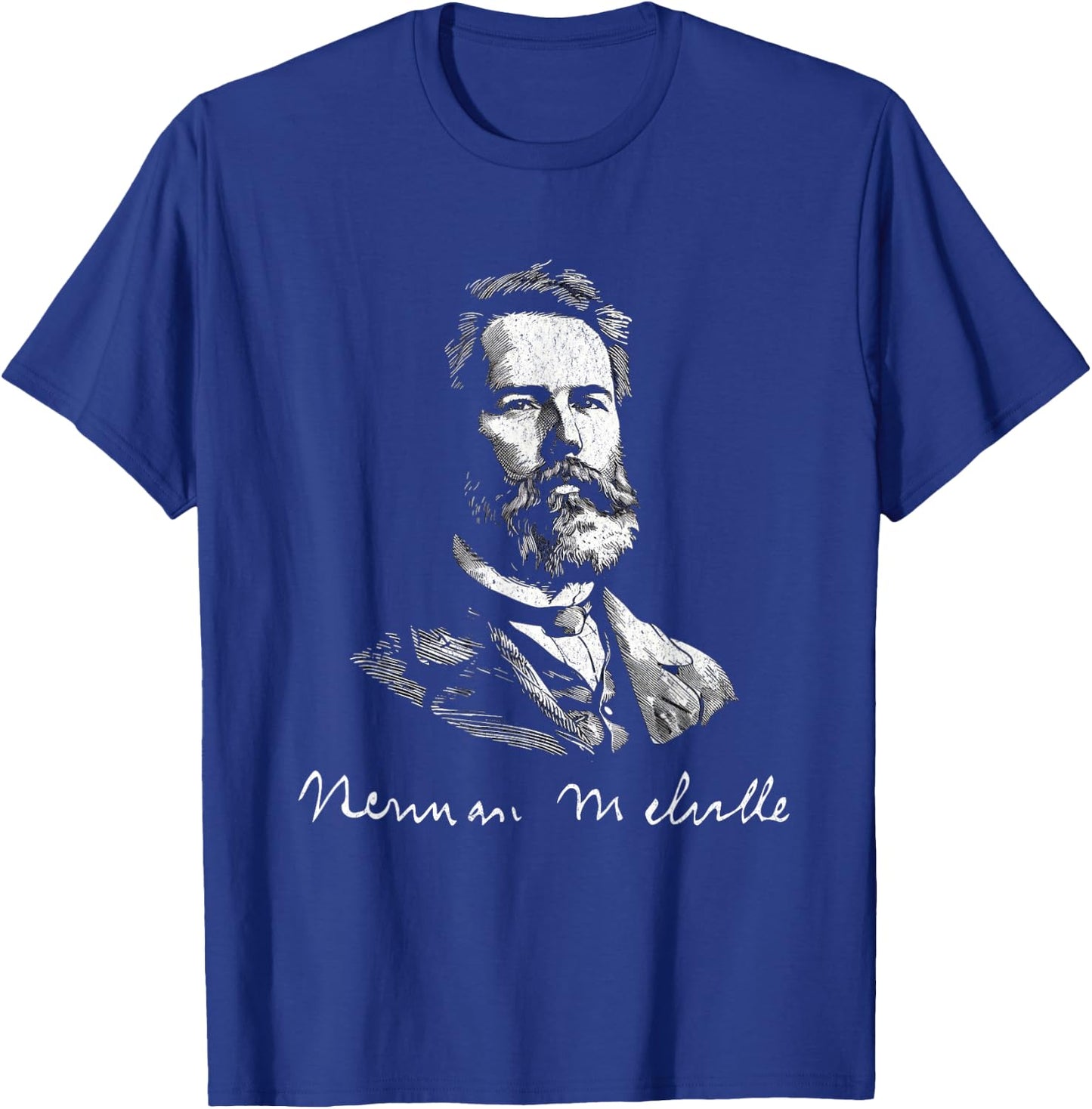 Herman Melville with Signature For Literature Fans T-Shirt - T-Shirt | Royal