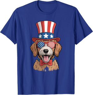 USA American Flag Goldendoodle Golden Doodle 4th Of July T-Shirt - T-Shirt | Royal