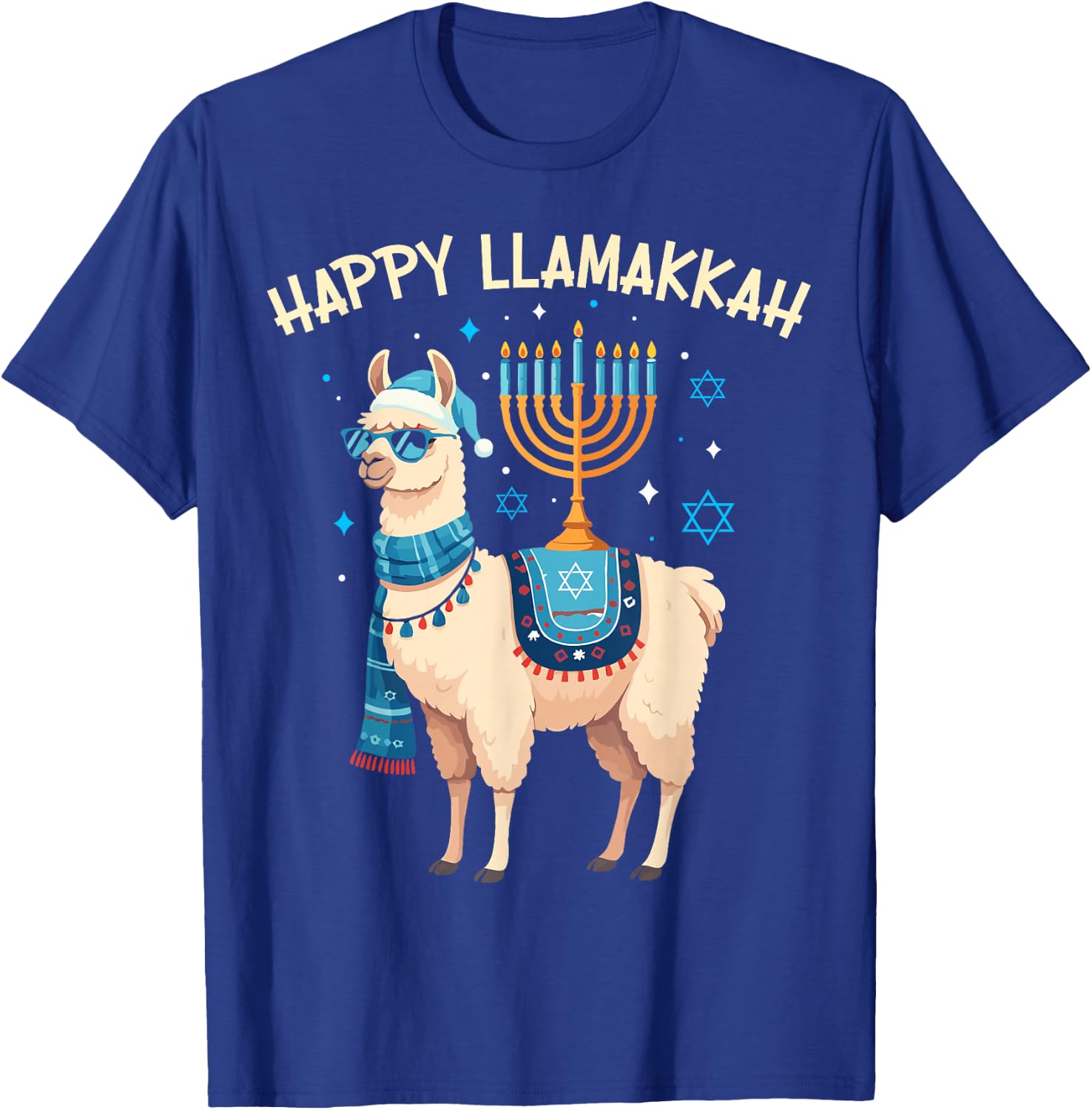 Funny Hanukkah Happy Llamakkah Llama Jewish Chanukah Kids T-Shirt - T-Shirt | Royal
